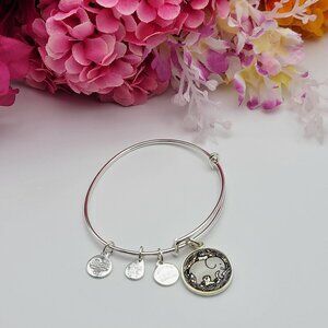 Alex And Ani Elephant Charm Bracelet Silver Tone Expandable Bangle 7"